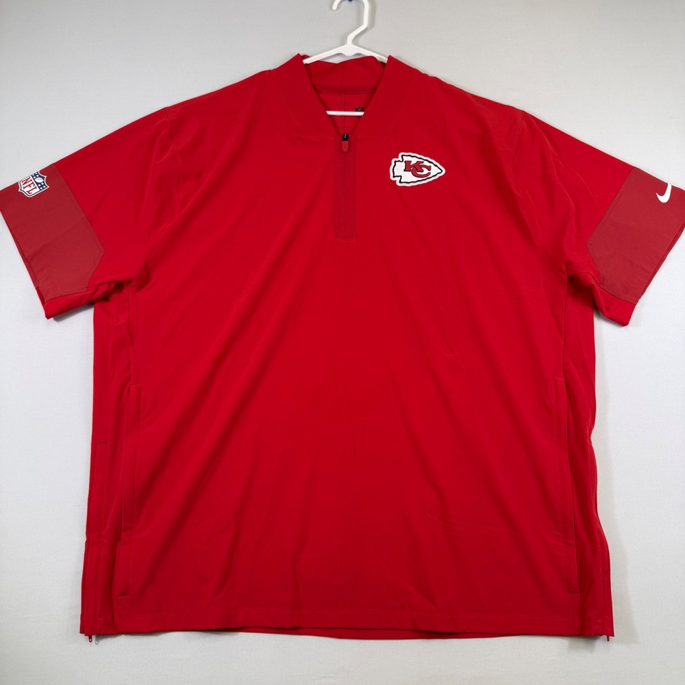 Kansas City Chiefs Nike Pullover Men 3XL Red 1/4 Zip Coaches Jacket Short Sleeve